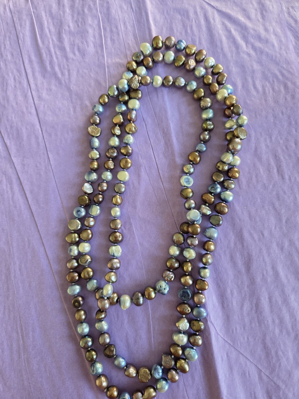 Freshwater Pearl Multi-Strand Necklace - Brown & Light Blue